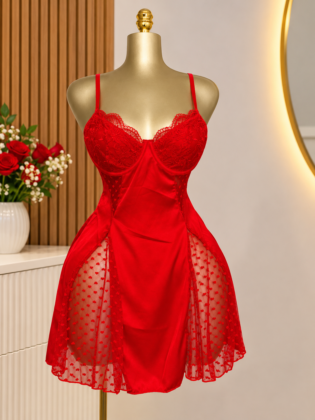 Scarlet Heart Mesh Lace Nightwear Set