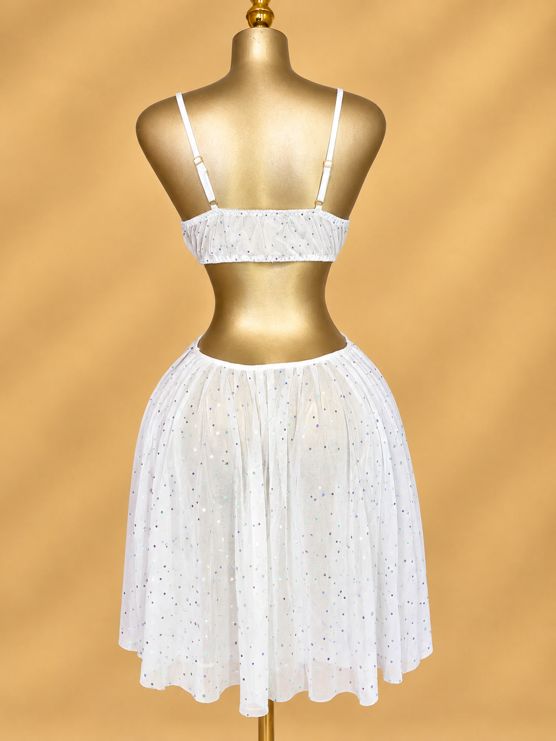 White Sparkle Cut-Out Nightwear Dress