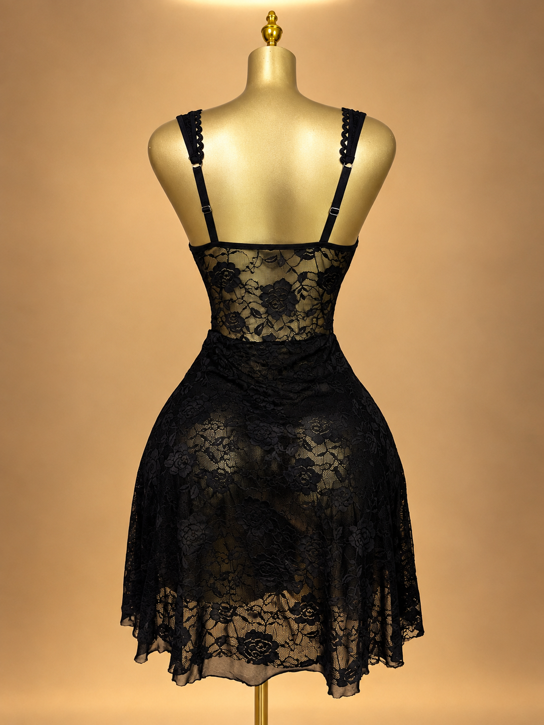 Midnight Rose black  Lace Nightie Dress